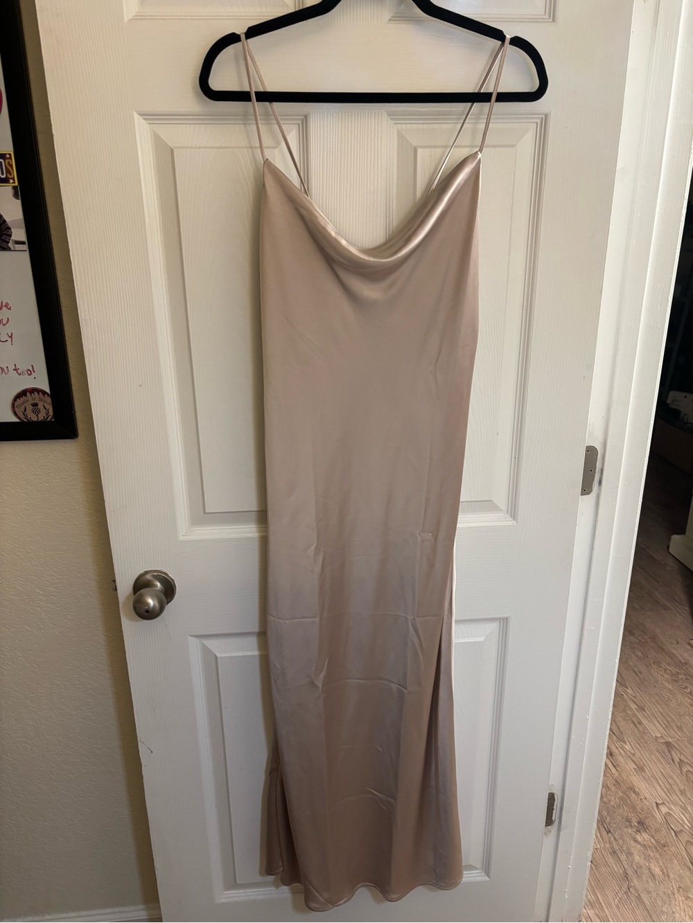 Satin Cowl Slip Dress in gold-Taupe